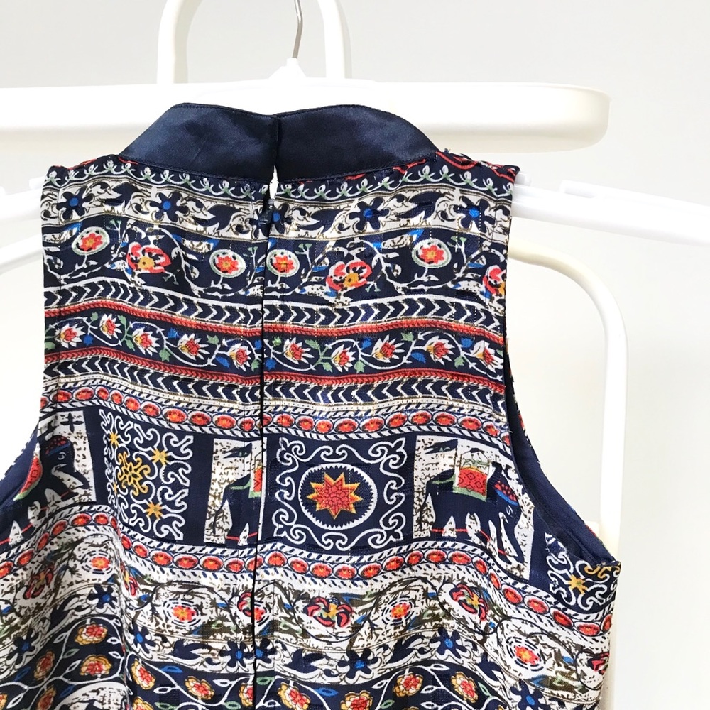 Vintage 90s Anthropologie XS Print Tunic Crop Top - Picture 5 of 10